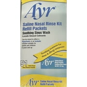 Ayr Saline Nasal Rinse Kit Refill Packets, Soothing Sinus Wash, Hypertonic or Isotonic Solution, Suitable for Adults & Children 6+, 51 ct