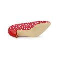 thumbnail image 5 of BLISSFUL STEP Women's Shoes Polka Dot Kitten Heel Pumps Pointed Toe Slip-on Heels Red 8, 5 of 7
