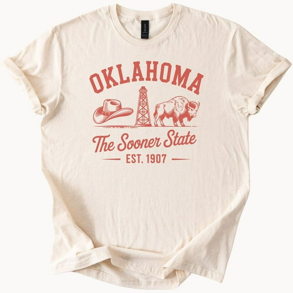 Kiraa Tee With Oklahoma Sooner State T-Shirt Bison Oil Derrick Cowboy Hat Tee Birthday Gifts; For Men & Women