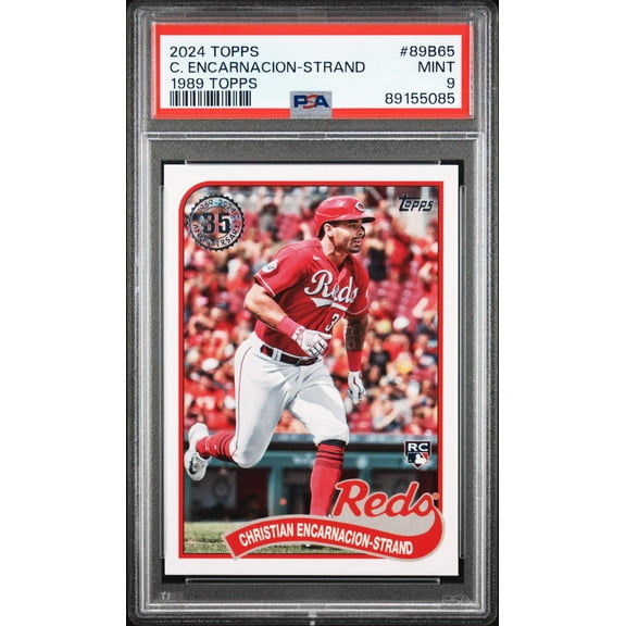 Graded 2024 Topps Christian Encarnacion-Strand #89B65 1989 Topps Rookie RC Baseball Card PSA 9 Mint