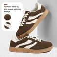 thumbnail image 3 of LUCKY STEP Womens Retro Suede Sneakers Gum Sole Low-Top Casual Shoes,Brown, 3 of 9