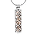 thumbnail image 1 of Colgante de collar con urna cilíndrica, diseño retro, soporte para urna de cremación ahuecada Gold de plata y rosa, 1 of 9