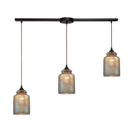 Dichroic Design - ELK Lighting Illuminessence 3-Light Pendant in Oil Rubbed Bronze with Textured Gray Dichroic Glass
