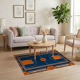 thumbnail image 3 of ODIKA Round Athletic Hoop Center Featuring Lines Football Blanket Border for Dorm Room, Small Living Apartment, Stain Resistant Low Profile, 3 of 7