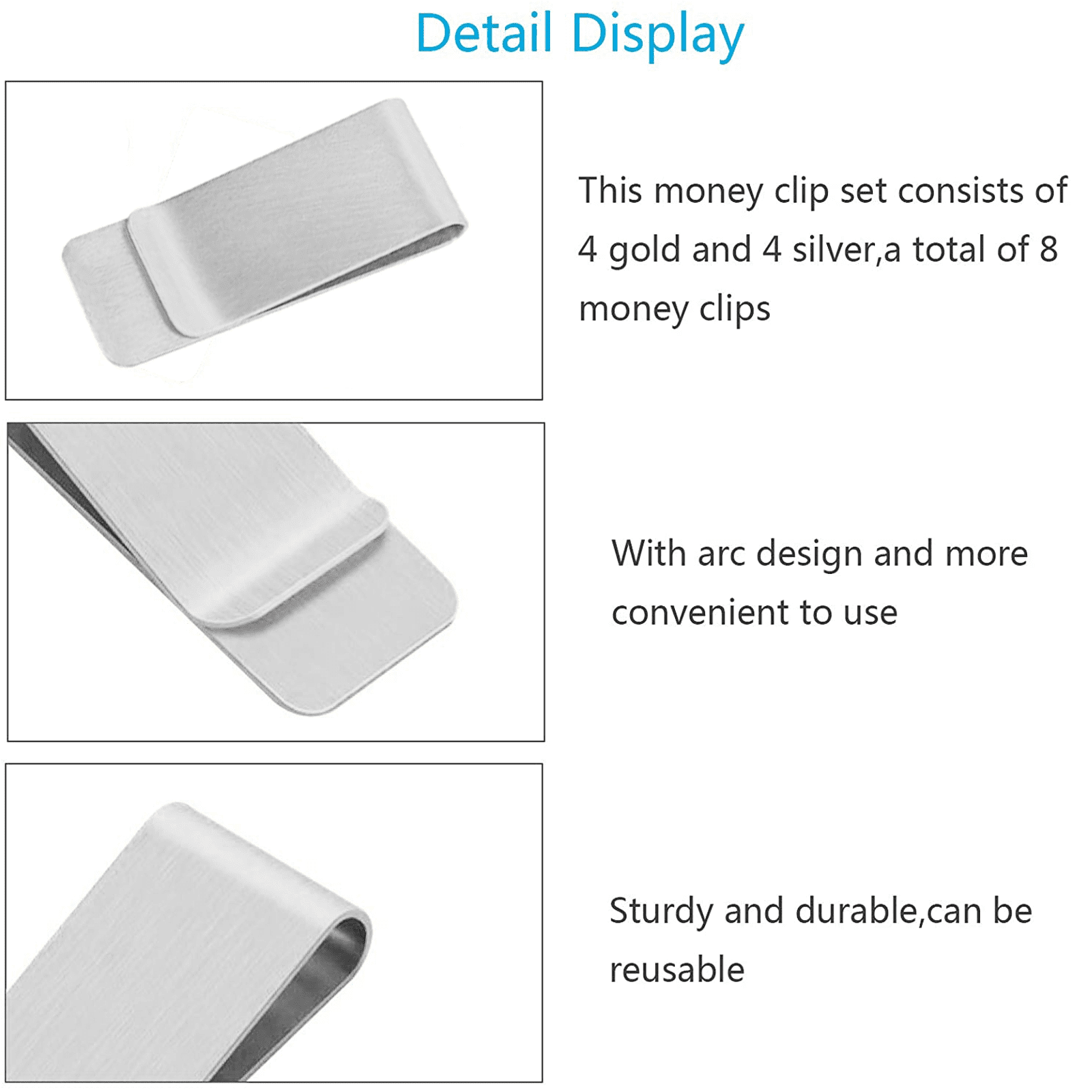 SHINEOFI Pince à Billets En Acier Inoxydable Pour Homme