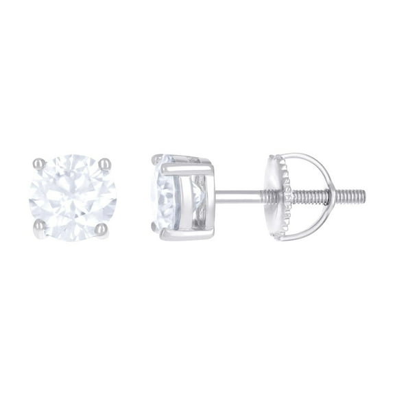 925 Sterling Silver Womens Moissanite 6mm Stud Earrings Screw Back Stud Earring for Women