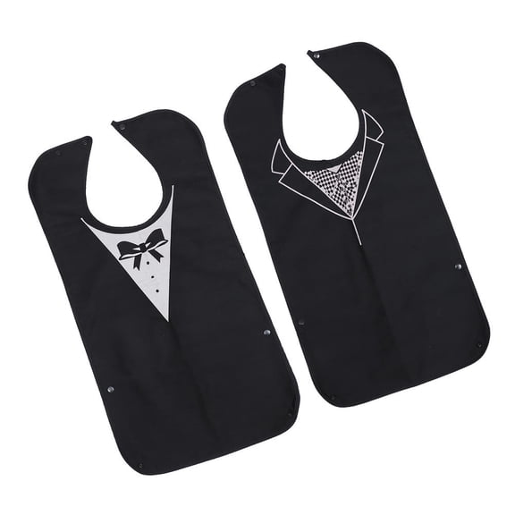 LOLIPPYY 2Pcs Practical Design Bib For Adult Polyester Black Eating Clothing Protector