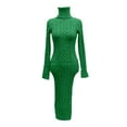 thumbnail image 4 of Kcodviy Robe d'Hiver à Col Roulé à Manches Longues pour Femmes Robes Chandail Tricotées Moulantes Surdimensionnées Chandail à Col Roulé pour Femmes Robe Midi, 4 of 4