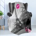 thumbnail image 4 of Paris Soft Flannel Fleece Throw Blanket, Romantic Monochrome Photo of Eiffel Tower Pink Benches and a Kiss Mark, Cozy Plush for Indoor and Outdoor Use, 60" x 80", Black White Hot Pink, by Ambesonne, 4 of 5