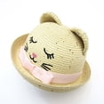 thumbnail image 6 of LRen Little Girl Tea Party Hats Girls Embroidered Cat Ears Sun Hat Wide Brim Summer Beach Visor With Bow for Baby Toddler Khaki, 6 of 7