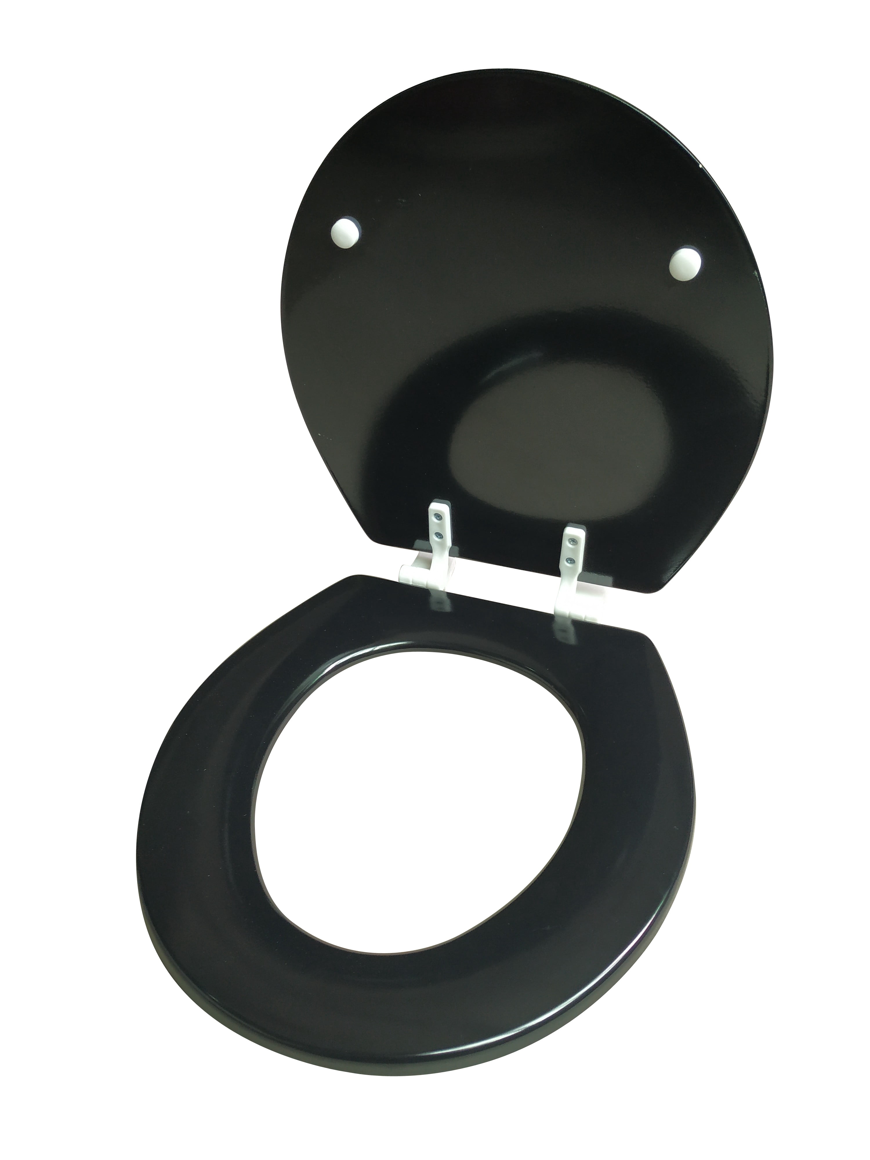 Dream Bath Beveled Edge Heavy Duty Round Toilet Seat with non-slip seat and quick-attach easy install hardware, MDF Black
