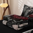 thumbnail image 5 of Erosebridal Happy Halloween Crow Zipper Twin Comforter Sets with Fitted Sheet and 2 Pillowcases, Dark Red Rose Zipper Bedding Set for Boys Girls, Black Burgundy Gray, Black Reversible, 5 of 7