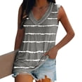 thumbnail image 5 of Aihuaihua Women's Casual V-Neck Stripe Print Sleeveless Pullover Vest Loose Fit Tank Top Shirt, 5 of 6