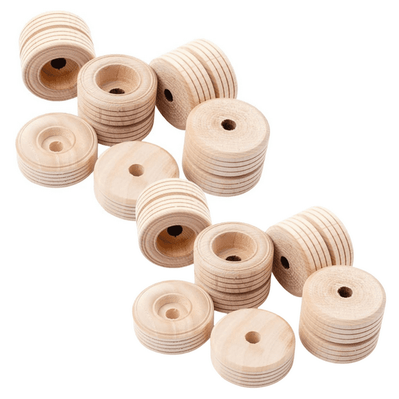 12-Piece Assorted Tread Wooden Wheels - For DIY Model Car Crafts