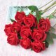 thumbnail image 2 of Xiao Hua Rosas artificiales realistas con tallos para decorar ramos de novia, 10 unidades (rojas), 2 of 5