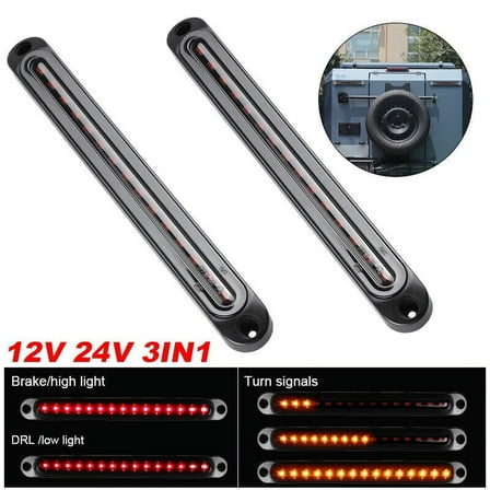 WEISIPU 2pcs 30 LED Car Truck Turn Signal Stop Tail Strip DRL LED Light Bar Brake Flowing Kit