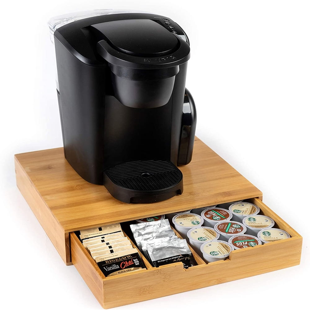 AAOMASSR Coffee cup drawer K cup holder, bamboo
