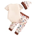 thumbnail image 6 of Sgkm Baby Boy Outfits 0-3 Months Travel Outfit Boy Clothes Set Splicing Short Sleeve Romper Pants Hat 3pcs, 6 of 9