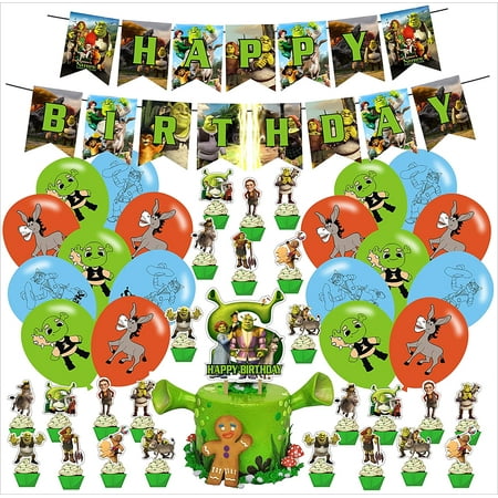 44 Pcs Shrek Theme Birthday Party Decorations,Party Supply Set for Kids ...