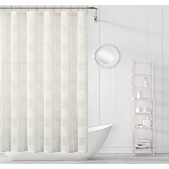 Dainty Home Megan Linen Striped Design Linen Look Shower Curtain 70" x 72"