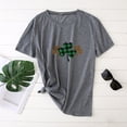 thumbnail image 2 of Tuphregyow Womes T Shirts Clearance Plaid Clover Graphic Tee Basic Pullover Summer Short Sleeve Round Neck Tunic Tops Casual Blouse Y2K Clothing Plus Size T Shirts for Women Gray S, 2 of 4