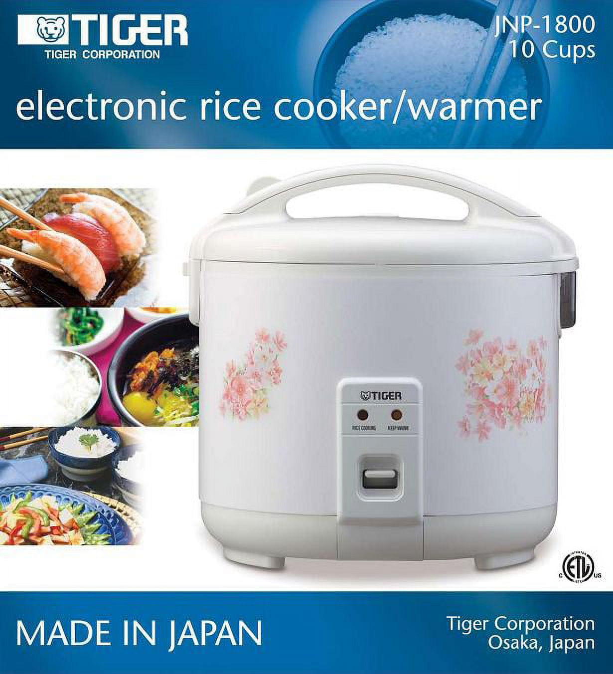 Tiger JNP-1800 10-Cup Floral White Rice Cooker  Warmer