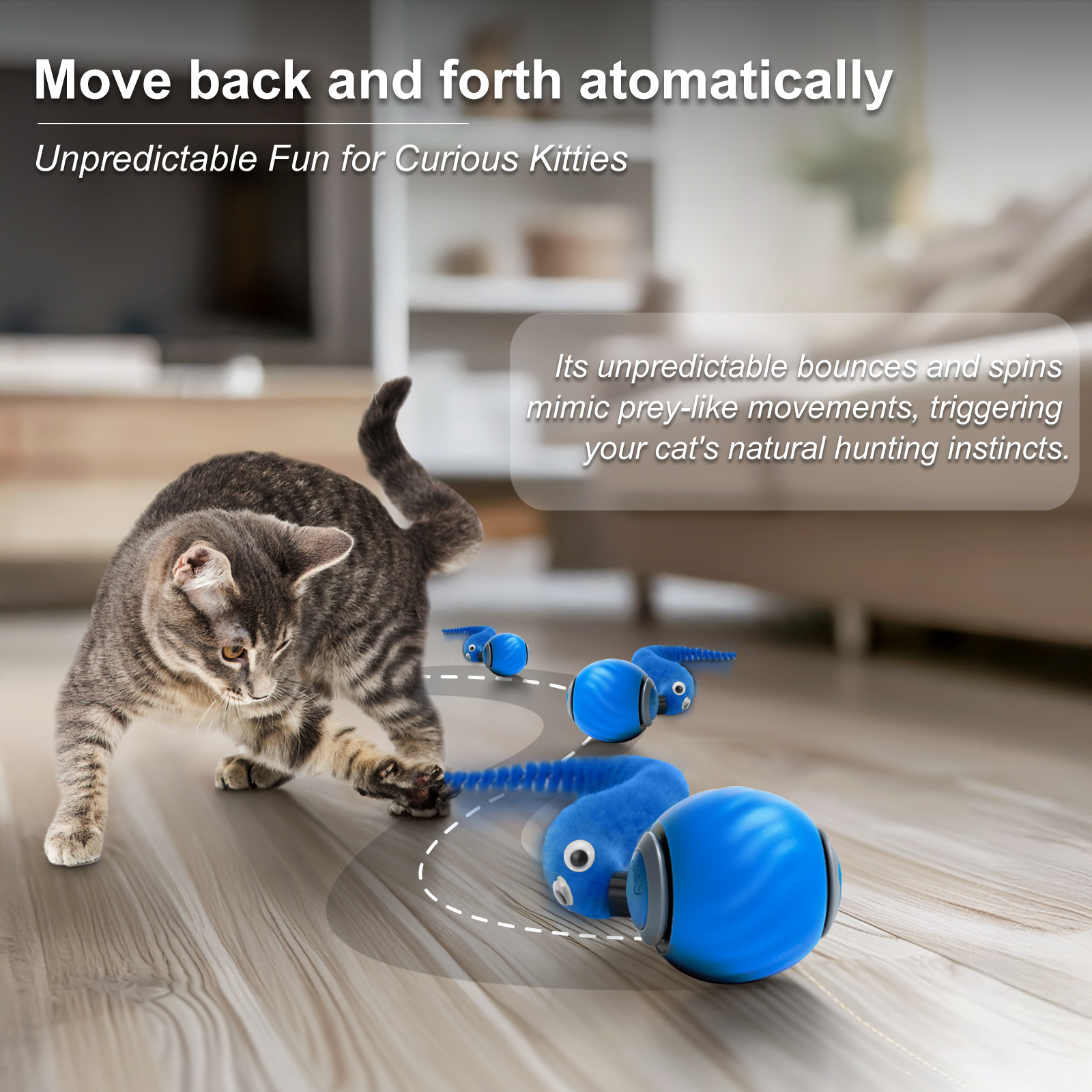 Risehigh Interactive Cat Ball Toy, Rechargeable, Blue photo 4