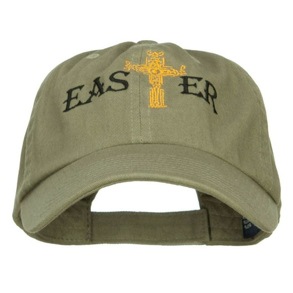 Easter Cross Embroidered Low Cap - Olive OSFM
