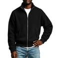 thumbnail image 7 of WIZUTIZ Men's Solid Color High Neck Zip Up Sweatshirt Long Sleeve Casual Pullover Top, 7 of 7