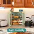 thumbnail image 5 of Corner Bread Box for Kitchen Countertop, Bamboo Wood Large Capacity Bread Storage Bin with Acrylic Wavy Door Panel, Green, 5 of 15