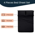 thumbnail image 2 of Kanak Bedding 4 Pieces Egyptian Cotton Sheet Set with 19" deep Pocket,1 Flat Sheet,1 Fitted And 2 Pillowcases, 1000TC( Short Queen, Black ), 2 of 4
