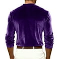 thumbnail image 5 of Dresfit Velvet Shirt for Men Henley Long Sleeve Party Shirts Summer 2026 Button Down V Neck Tops Velour Big and Tall Mardi Gras Holiday Pullover Purple 2XL, 5 of 5