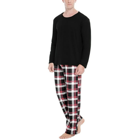 CONZONE Mens Pajama Sets 2 Peice Pajamas for Men Plaid Long Sleeve Pjs Tops Pants Soft Comfy Fall Winter Homewear Loungewewar