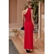 thumbnail image 5 of Vestido PRETTYGARDEN Maxi Rojo Ajustado con Hombro Descubierto y Fruncido Talla L, 5 of 8