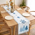 thumbnail image 3 of Blue Christmas Trees Table Runner 72 Inches Long Farmhouse Dress Scarves, Navy Winter Snowflakes Checkered Dining Tablerunner for Coffee Table/Kitchen Island/Party Décor, 13" x 72", 3 of 8