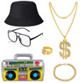 thumbnail image 1 of Disfraces de Hip Hop anillo con signo de dólar sombrero collar de dólar para niños y niñas, 1 of 9