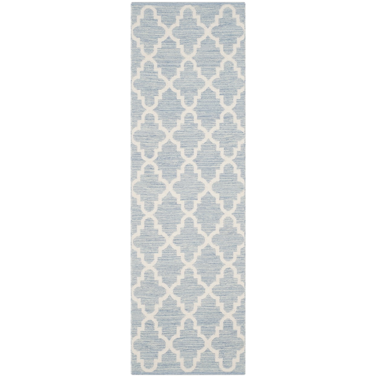 SAFAVIEH Montauk Crispian Geometric Quatrefoils Cotton Area Rug, Light Blue/Ivory, 11' x 15'