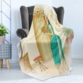 thumbnail image 4 of Renaissance Soft Flannel Fleece Throw Blanket, Vintage Style Victorian Woman with Hand Fan Nostalgic Dress Classic Fashion, Cozy Plush for Indoor and Outdoor Use, 50" x 70", Multicolor, by Ambesonne, 4 of 5