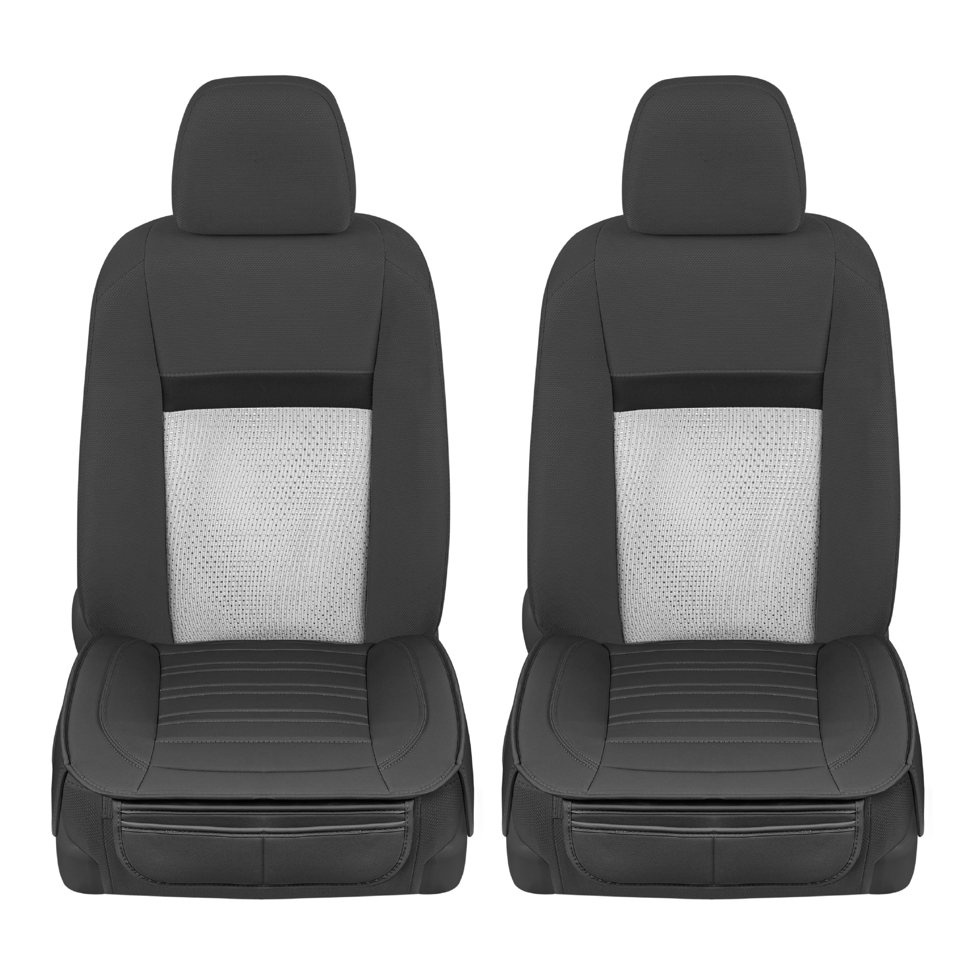 Motor Trend Faux Leather Front Seat Cover for Cars - Set of 2 Black Front Car Seat Covers for SUV & Truck with Storage Pockets - Automotive Car Seats Cover Protector - For Bottom Cushion Coverage Onl