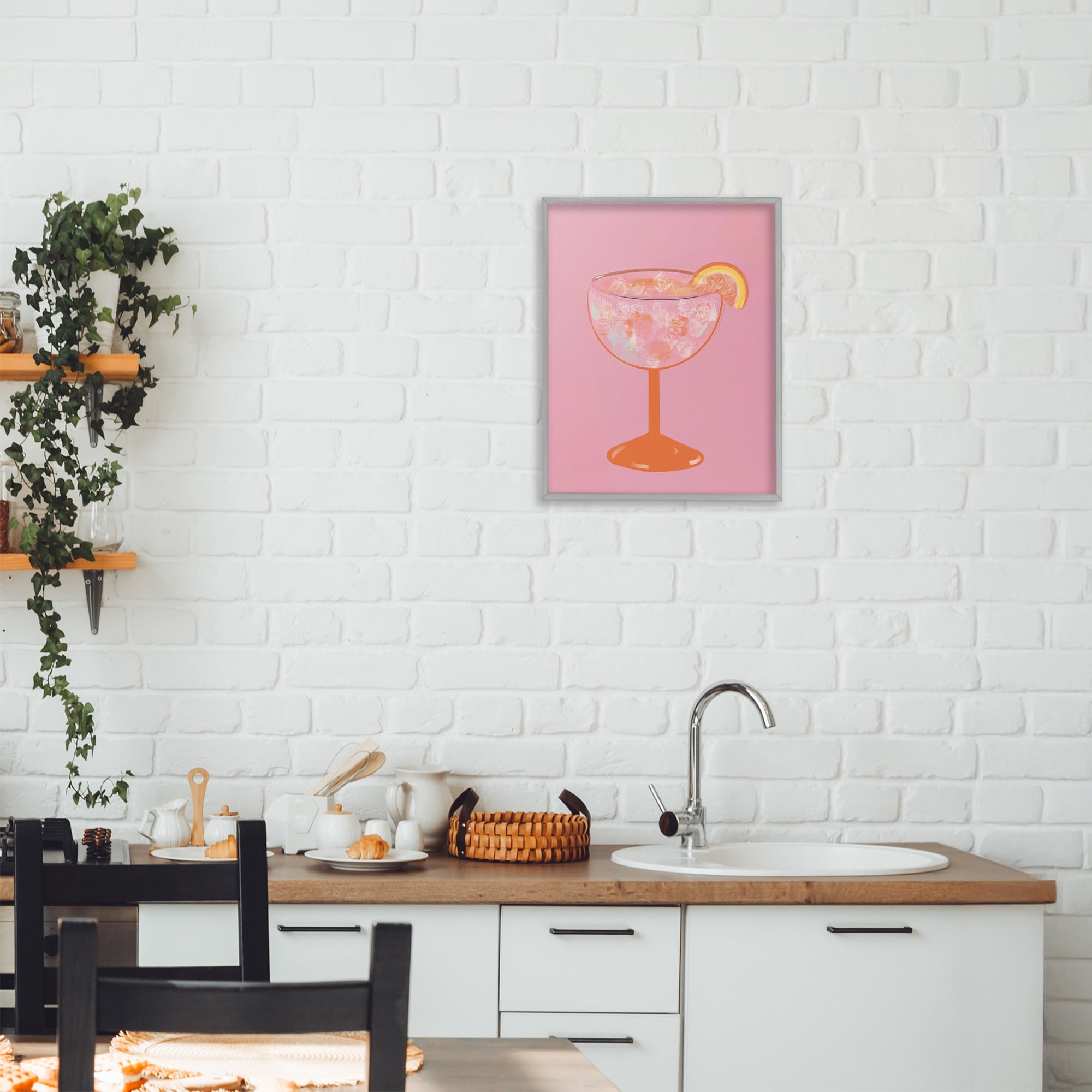 Stupell Industries Paloma Glass over Pink Gray Framed Giclee Art, design by Robin Maria