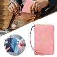 thumbnail image 2 of Pink RFID Anti Magnetic Passport Wallet – Slim Leather Travel Wallet with Zipper & Wristlet Strap, Holds Credit Cards Tickets Boarding, Great for Summer Getaways, 2 of 9