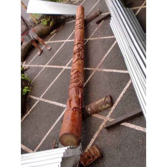 Ultimate Matching Pair of Tiki Totems 16-Foot - Hand Carved | #lbj30024500