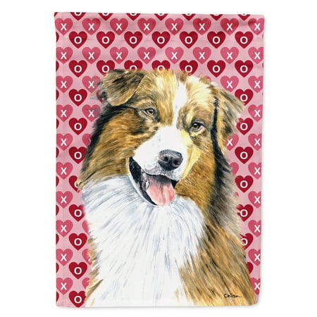 Australian Shepherd Hearts Love and Valentine's Day Flag Canvas House Size