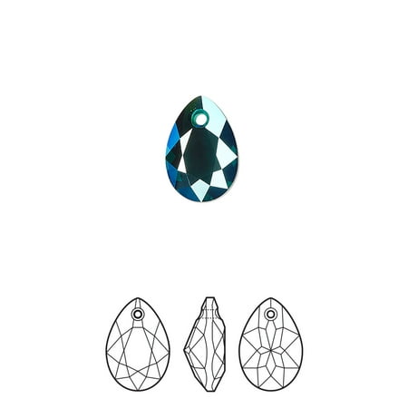 

Drop Crystal Passions emerald shimmer 11.5mm faceted pear cut pendant (6433). Sold per pkg of 4.