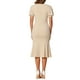 thumbnail image 3 of INSPIRE CHIC Vestidos Elegantes de Negocios para Mujeres con Escote Corazón, Manga Corta Abullonada, Vestido Midi de Sirena S Beige, 3 of 6