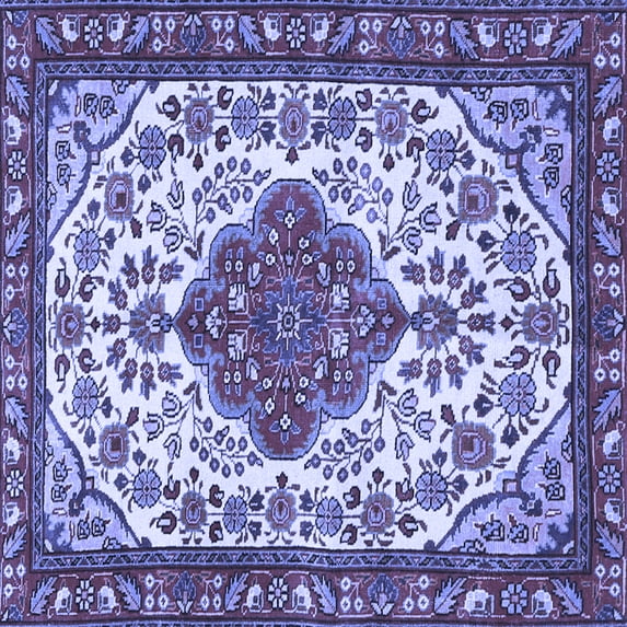 Ahgly Company Machine Washable Indoor Square Persian Blue Traditional Area Rugs, 7' Square