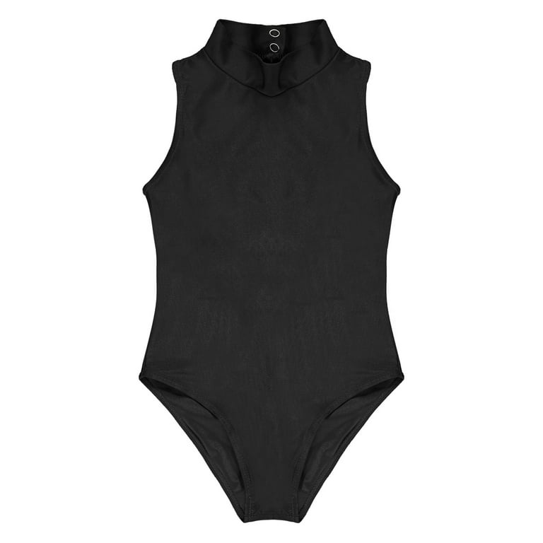 DPOIS Girls Sleeveless Ballet Dance Leotard, Turtleneck Gymnastics