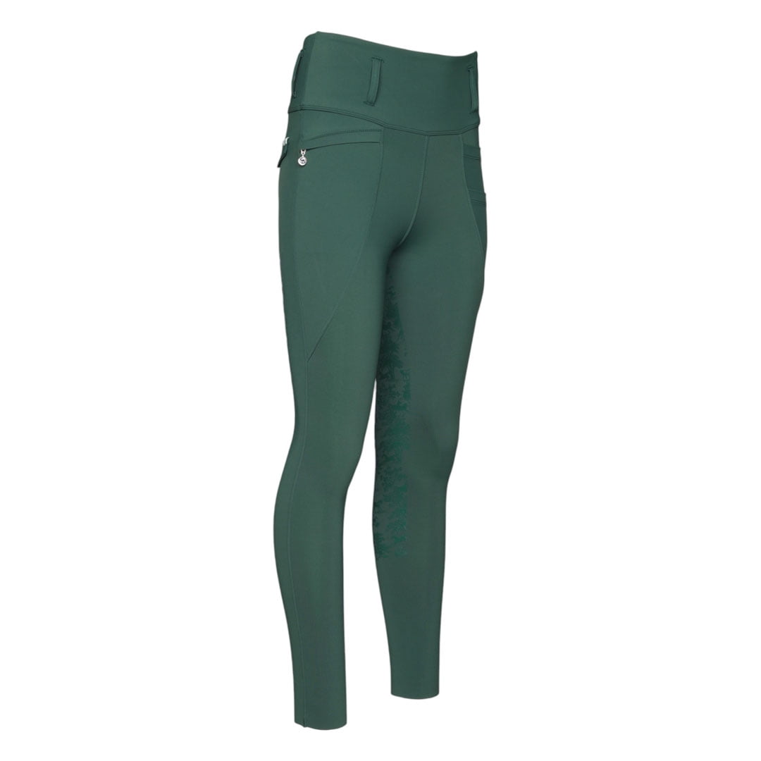 Dapplebay Kids Equestrian Toile Essential Tights-Evergreen-14-16