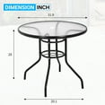 thumbnail image 7 of 32" Patio Table Round Bistro Table Outdoor Garden Table Patio Coffee Table with Tempered Glass Top and Umbrella Hole Patio Glass Side Table for Backyard Lawn Balcony Pool, Black, 7 of 7