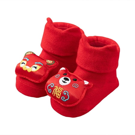 

Entyinea Baby Sock Shoes Girls Boys Cozy Booties Slipper Sock Shoes Watermelon Red 12M
